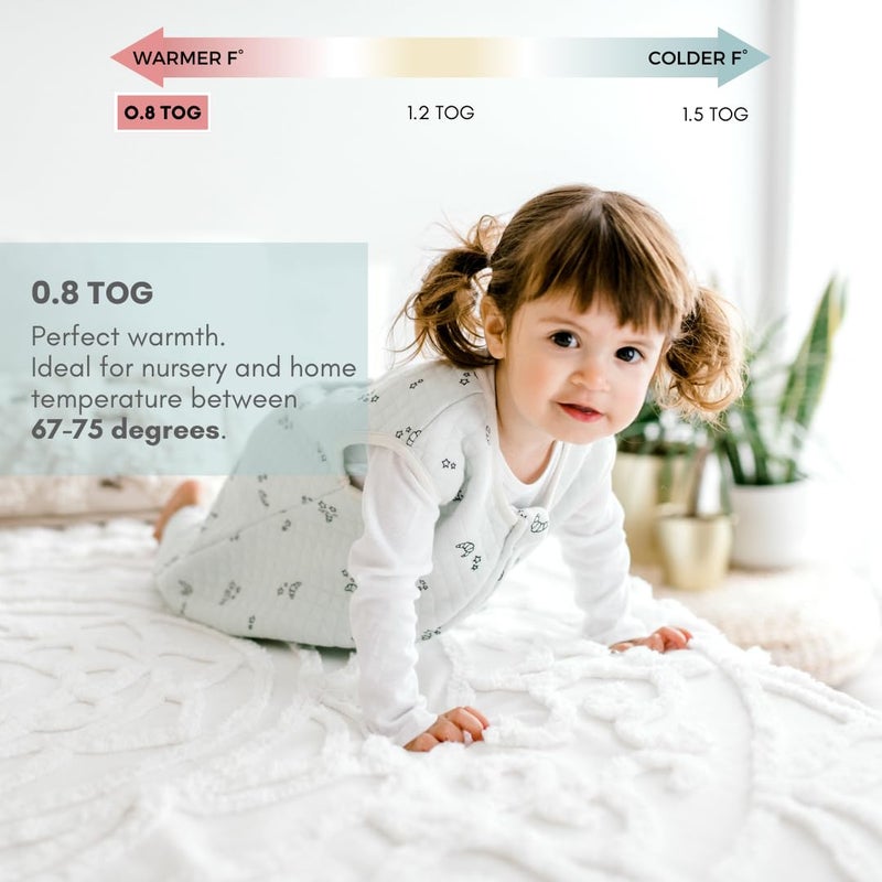 Tealbee Dreamsuit Toddler Sleep Sack with Feet - Walker Sleep Bag with Legs, Rayon made from Bamboo, Summer 0.8 TOG, 2-Way Zipper, 2T-3T - Croissant - Image 4